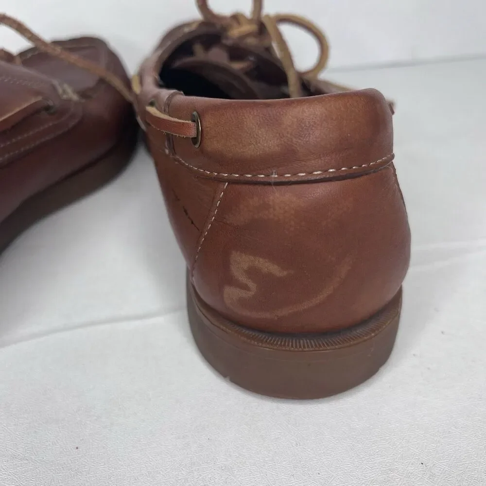 Vintage Bass Seafarer Brown Leather Boat Shoes Mens Size 8.5 M PLEASE READ